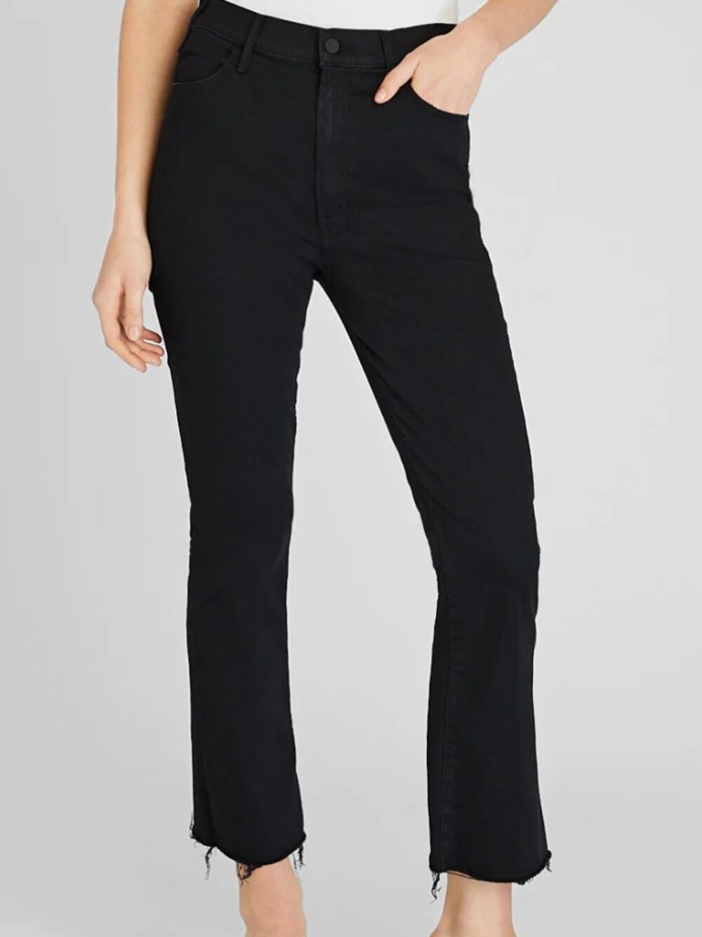 MOTHER HUSTLER ANKLE FRAY Black Jeans Size 30